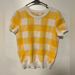 Anthropologie Yellow and Cream Short sleeve sweater